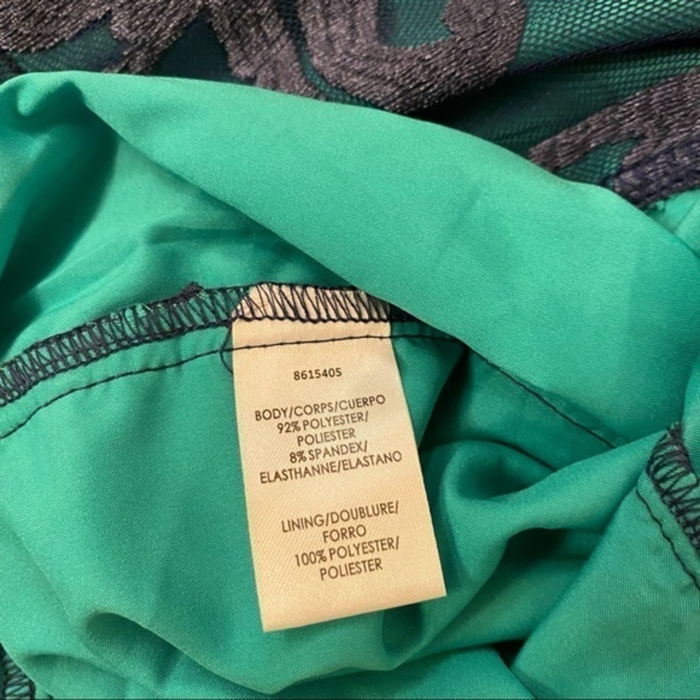 JS Collections Embroidered Sheath Dress in Navy Blue/Kelly Green - Picture 12 of 14